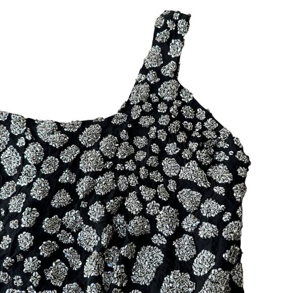 Vintage 1980s Beaded Silk Evening Dress and Organza Coat Outfit Size XXL Black - Picture 9 of 16